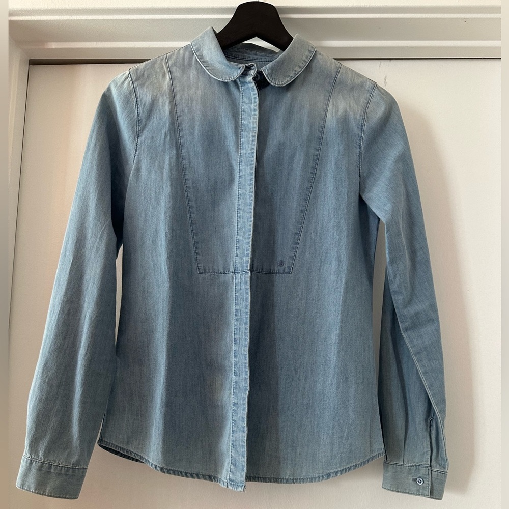 Authentic Gucci kids girls denim long sleeve shirt